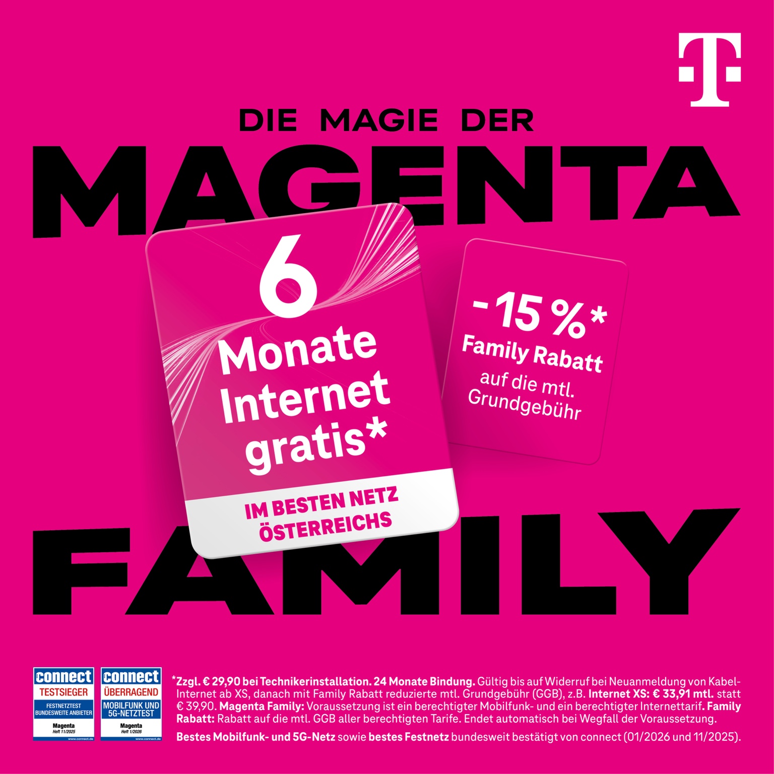 Magenta Family: sechs Monate Internet gratis und 15 Prozent Family Rabatt