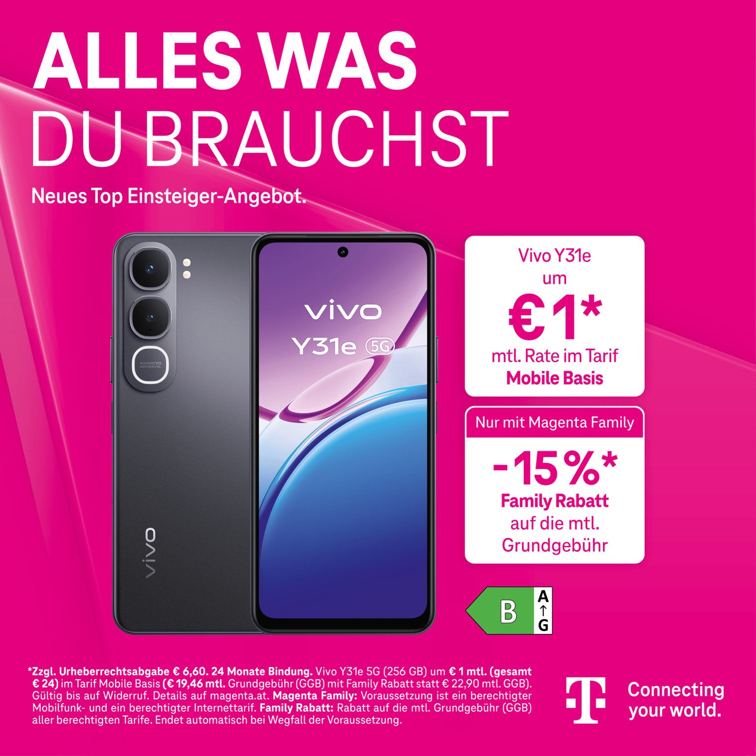 Vivo Y31e um einen Euro im Tarif Mobile Basis